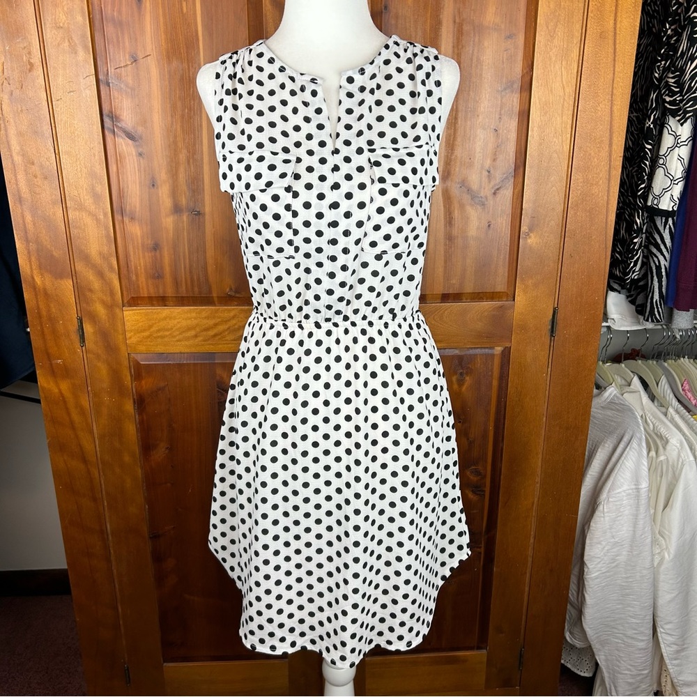 NEW Monteau Babydoll Polka Dot Sleeveless Dress Retro Classic Vacation Fairycore